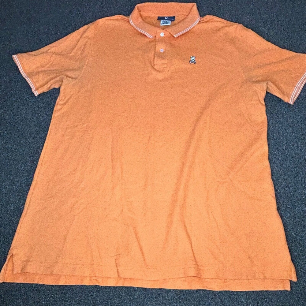 Psycho Bunny Polo Shirt Men Size 8 Orange Apricot Logo 100% Cotton See Descripti
